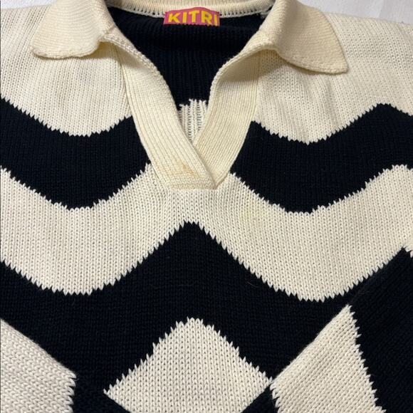 Kitri Dalia Mono Wave Polo Chunky Knit 100% Cotton Sweater Size XS - Picture 3 of 9